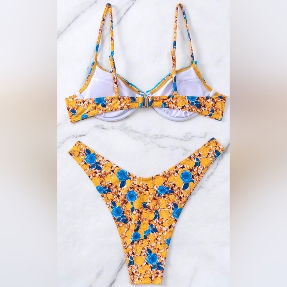NEW Summer Butterly Floral Halter Triangle Bra Swim Bottom Bikini Suit(#1,503) - Picture 4 of 7